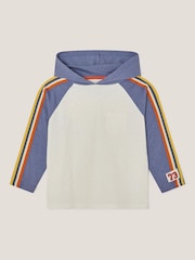 Monsoon Natural Raglan Stripe 100% Cotton Hoodie Top - Image 1 of 3