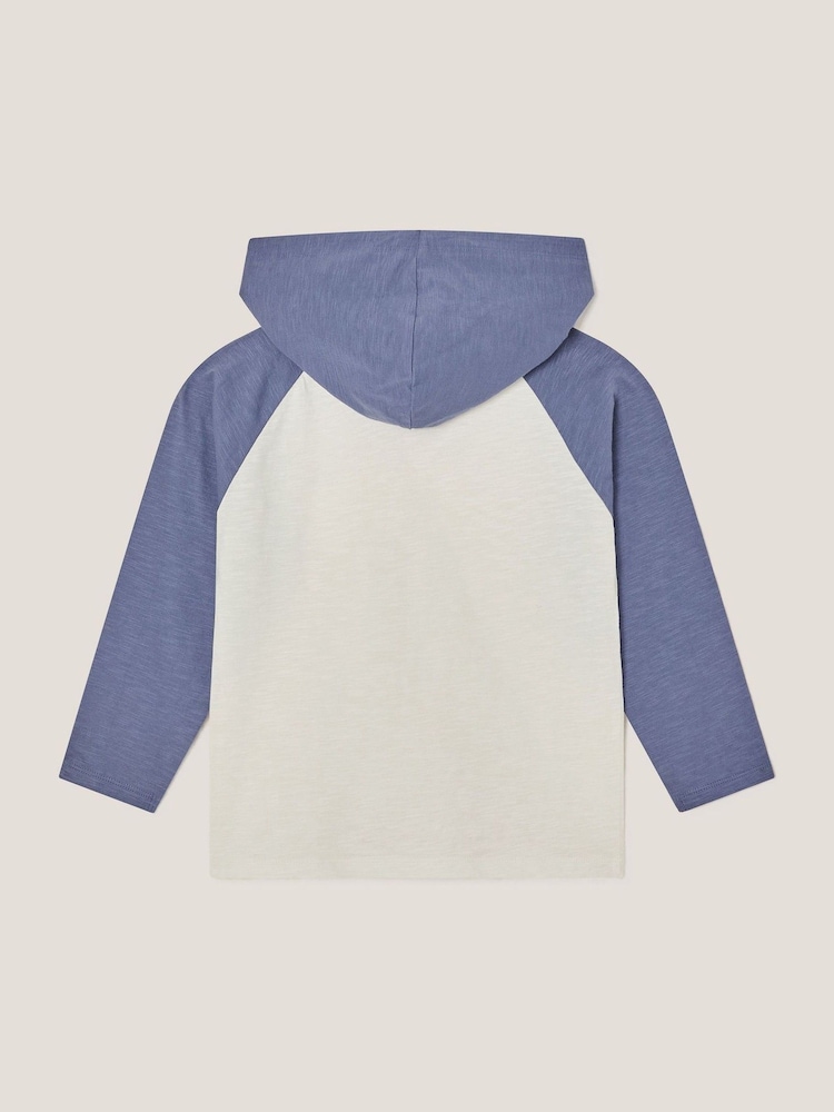Monsoon Natural Raglan Stripe 100% Cotton Hoodie Top - Image 2 of 3