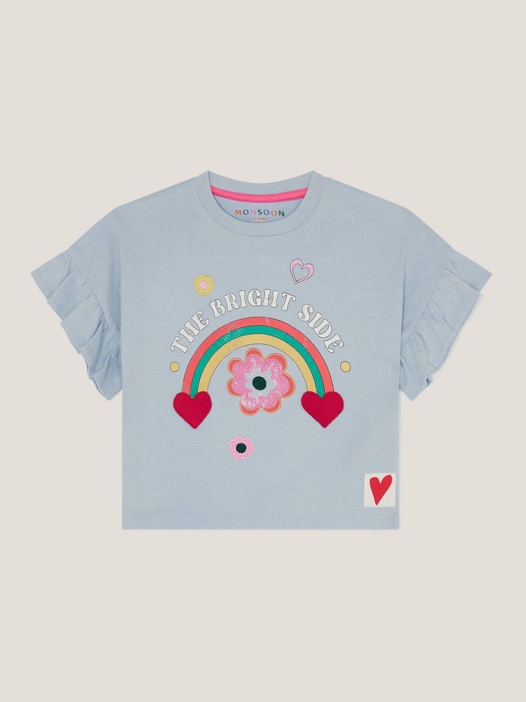 Monsoon The Bright Side Frill 100% Cotton T-Shirt - صورة 1 من 3