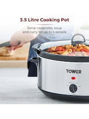 Tower Silver 3.5L Stainless Steel Slow Cooker - Image 2 of 6
