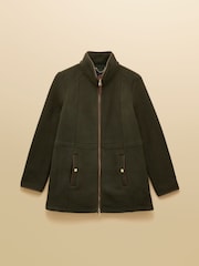 Joules Green Zip Through Longline Fleece - Image 10 of 10