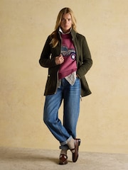 Joules Green Zip Through Longline Fleece - Image 3 of 10