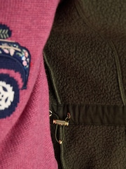 Joules Green Zip Through Longline Fleece - Image 8 of 10