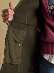 Joules Green Zip Through Longline Fleece - Image 9 of 10