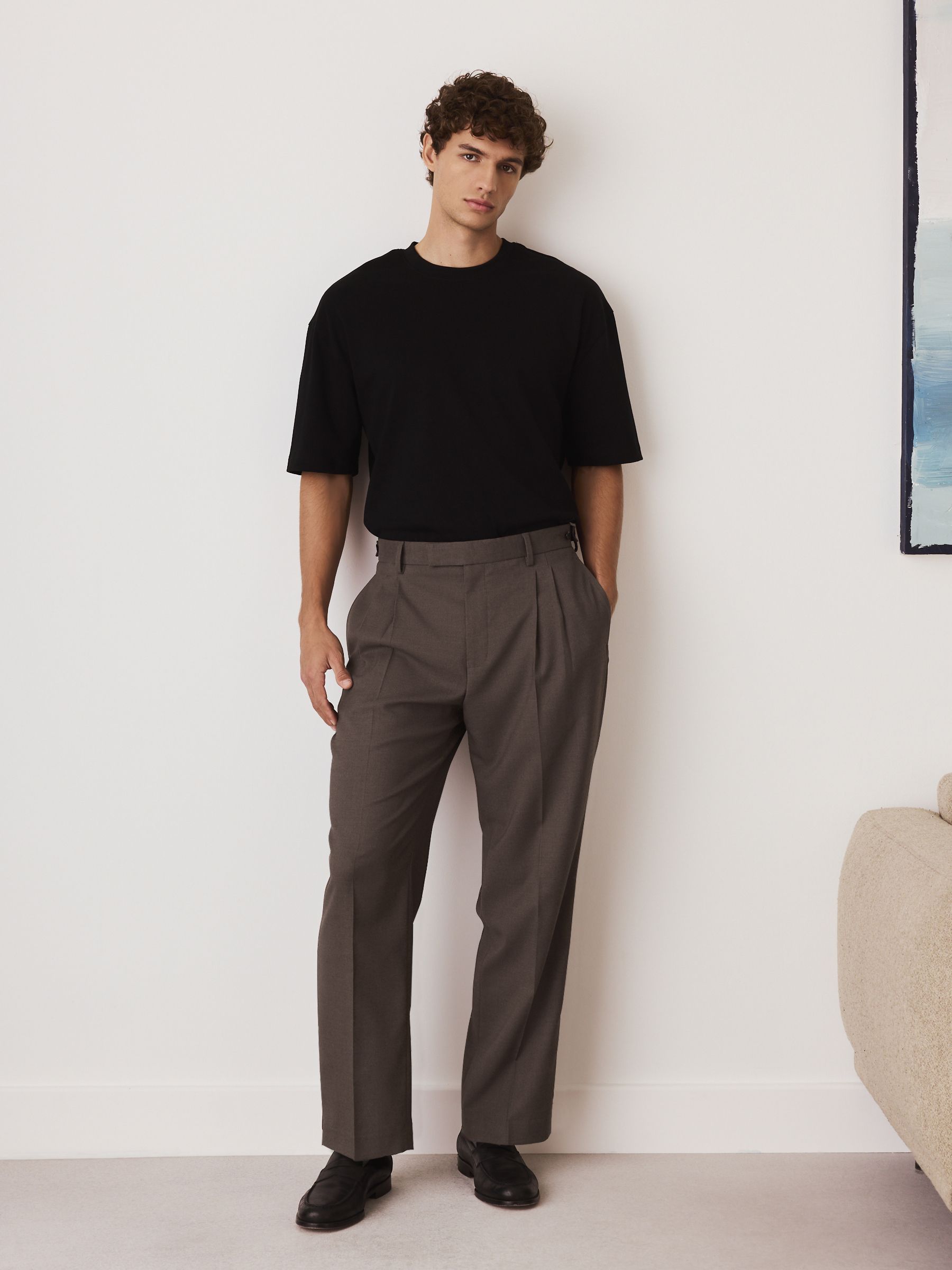 Buy Brown Relaxed Fit Smart Pleated Trousers from Next USA