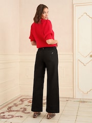 Love & Roses Black Pintuck Crop Wide Leg Jeans - Image 2 of 5