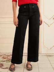 Love & Roses Black Pintuck Crop Wide Leg Jeans - Image 3 of 5