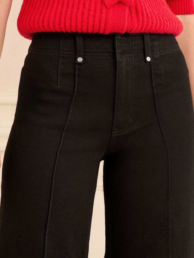 Love & Roses Black Pintuck Crop Wide Leg Jeans - Image 5 of 5