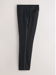 Black Tailored Fit Tape Detail Textured Tuxedo Trousers - Image 2 of 5
