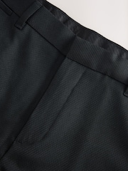 Black Tailored Fit Tape Detail Textured Tuxedo Trousers - Image 4 of 5