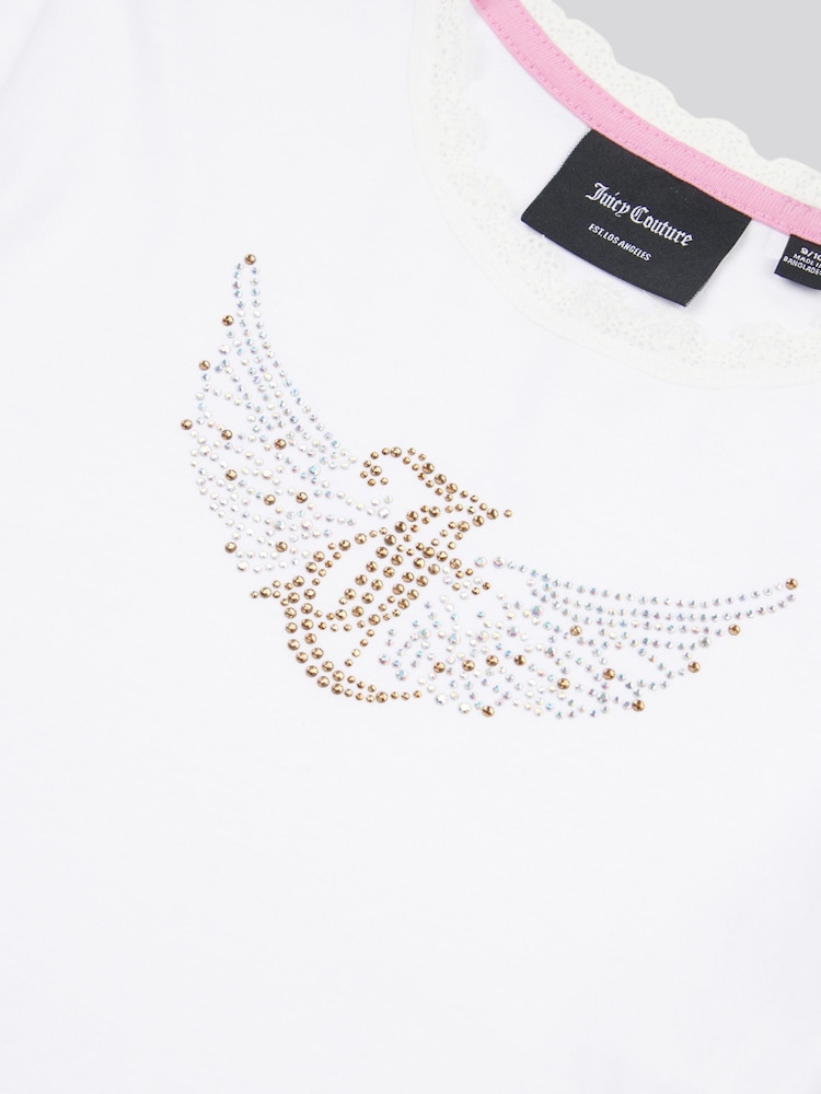 Juicy Couture White 100% Cotton Girls Angel T-Shirt - Image 7 of 7