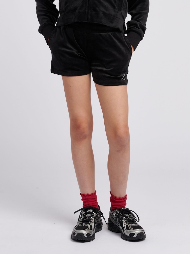 Juicy Couture Black Girls Fold Over Waist Shorts - Image 1 of 9