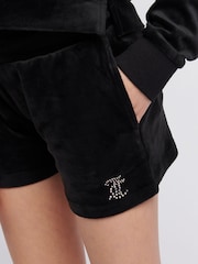 Juicy Couture Black Girls Fold Over Waist Shorts - Image 4 of 9