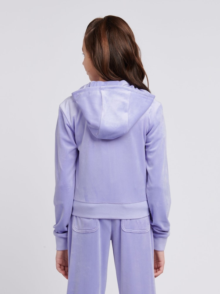 Juicy Couture Blue Light Girls Diamante Zip-Through Hoodie - Image 2 of 7
