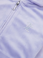 Juicy Couture Blue Light Girls Diamante Zip-Through Hoodie - Image 7 of 7