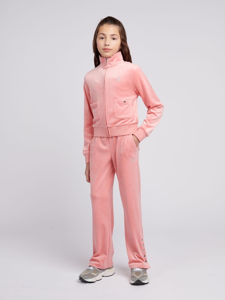 Juicy Couture Pink Girls Velour Straight Leg Joggers - Image 2 of 9