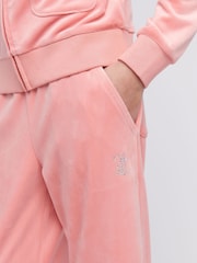 Juicy Couture Pink Girls Velour Straight Leg Joggers - Image 4 of 9