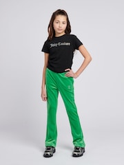 Juicy Couture Black Girls Diamante Ringer 100% Cotton T-Shirt - Image 3 of 7