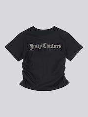 Juicy Couture Black Girls Diamante Ringer 100% Cotton T-Shirt - Image 5 of 7
