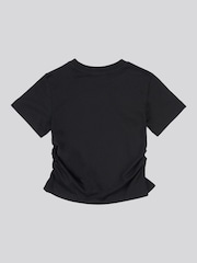 Juicy Couture Black Girls Diamante Ringer 100% Cotton T-Shirt - Image 6 of 7