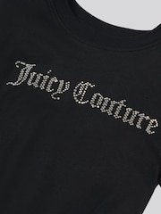Juicy Couture Black Girls Diamante Ringer 100% Cotton T-Shirt - Image 7 of 7