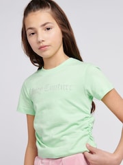 Juicy Couture Green Girls Diamante Ringer 100% Cotton T-Shirt - Image 4 of 7
