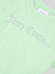 Juicy Couture Green Girls Diamante Ringer 100% Cotton T-Shirt - Image 7 of 7