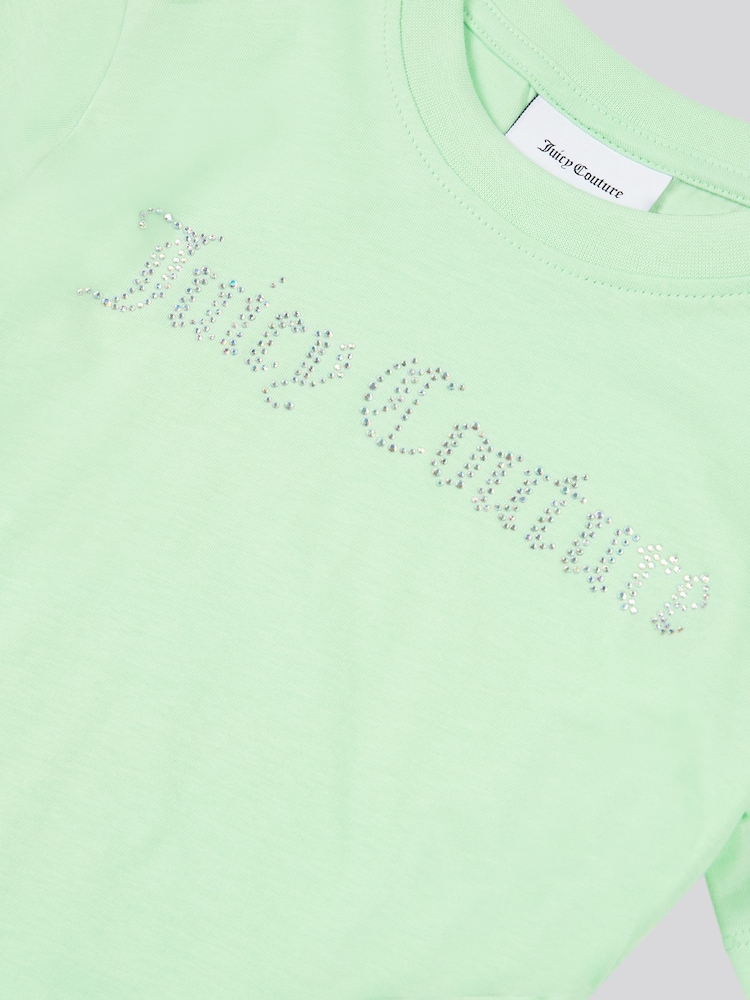 Juicy Couture Green Girls Diamante Ringer 100% Cotton T-Shirt - Image 7 of 7