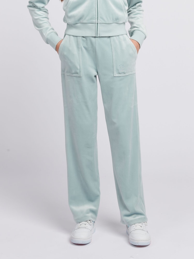Juicy Couture Blue Girls Diamante Wide Leg Joggers - Image 1 of 7