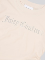 Juicy Couture Cream Girls Diamante Ringer 100% Cotton T-Shirt - Image 6 of 8