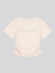 Juicy Couture Cream Girls Diamante Ringer 100% Cotton T-Shirt - Image 7 of 8