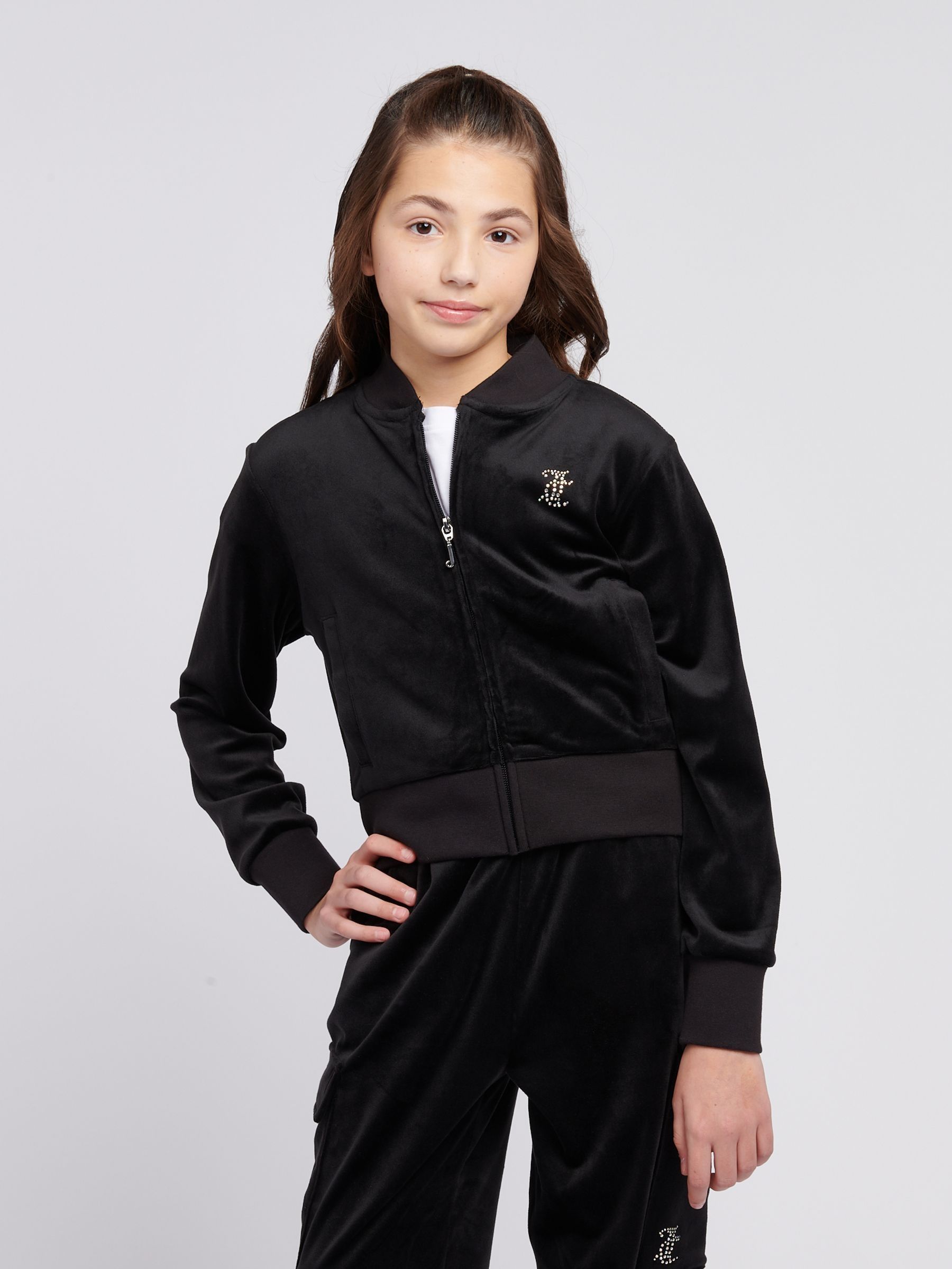 Buy Juicy Couture Black Girls Cropped Zip-Thru Sweatshirt