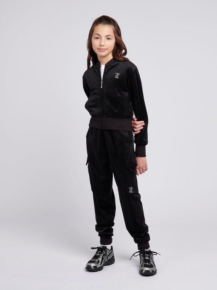 Zwart - Juicy Couture Girls Cropped Zip-Thru Sweatshirt - Image 2 of 9