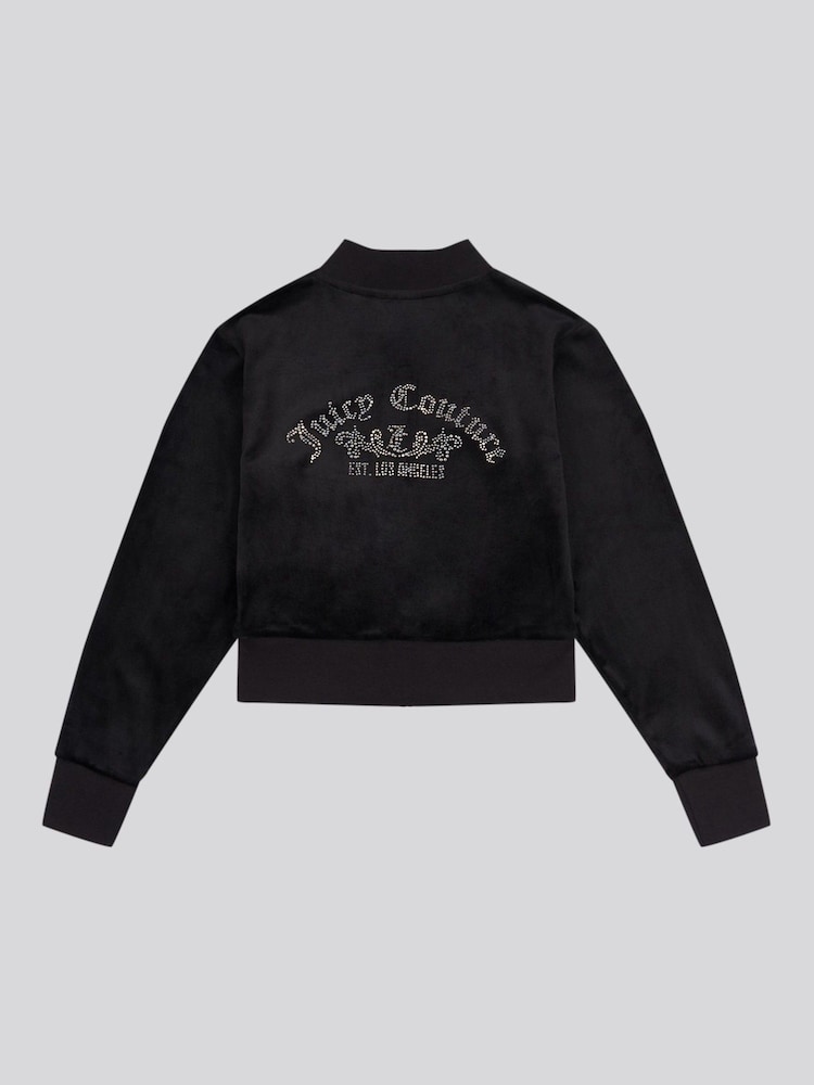 Zwart - Juicy Couture Girls Cropped Zip-Thru Sweatshirt - Image 7 of 9