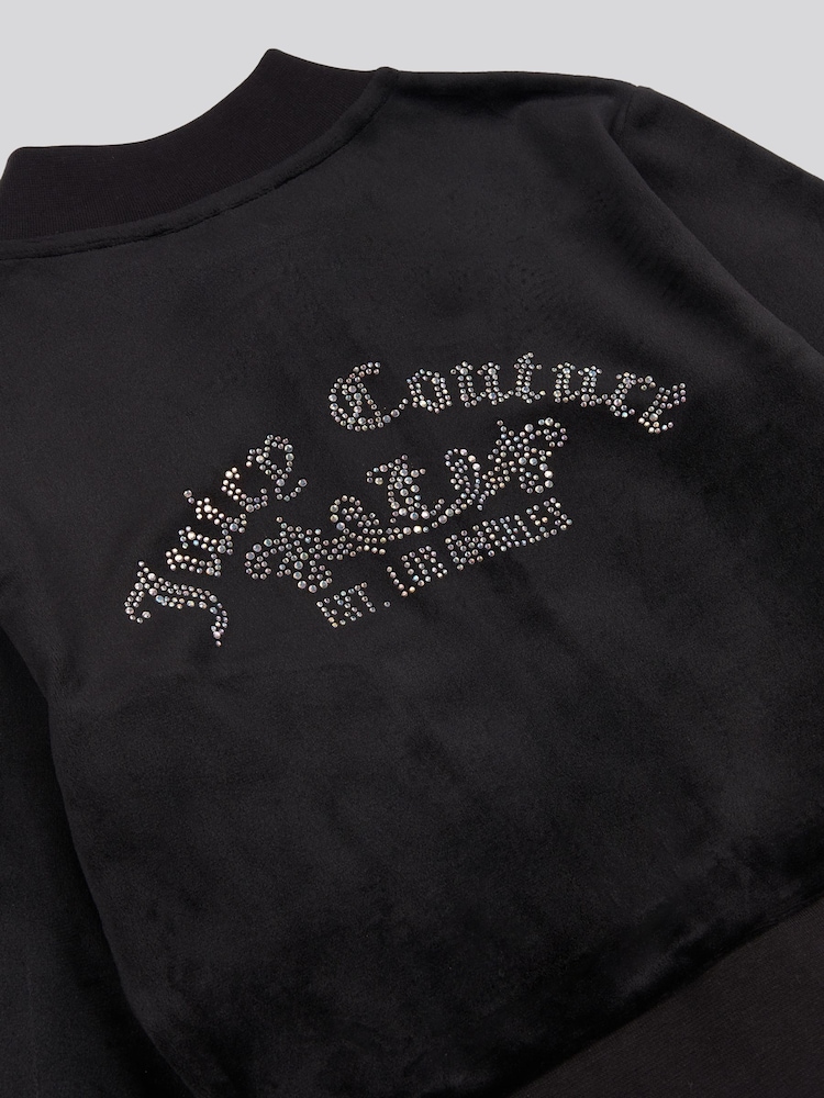 Zwart - Juicy Couture Girls Cropped Zip-Thru Sweatshirt - Image 9 of 9