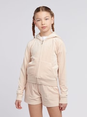 Juicy Couture Pink Bolt Girls Tonal Velour Zip Up Hoodie - Image 1 of 7