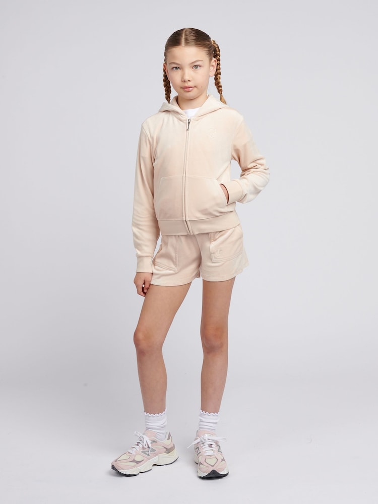 Juicy Couture Pink Bolt Girls Tonal Velour Zip Up Hoodie - Image 2 of 7