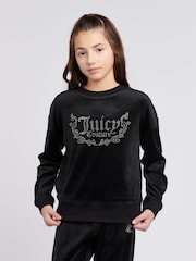 Negro - Juicy Couture Girls Crew Neck Sweatshirt - Imagen 1 de 7