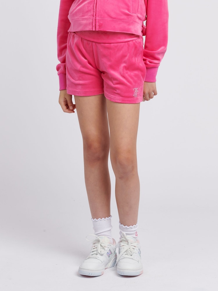 Juicy Couture Pink Fold Over Waist Shorts - Image 1 of 7 Juicy Couture Pink Fold Over Waist Shorts - Image 1 of 7