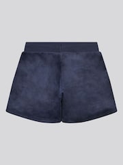 Juicy Couture Blue Girls Tonal Embroidered Velour Shorts - Image 2 of 3