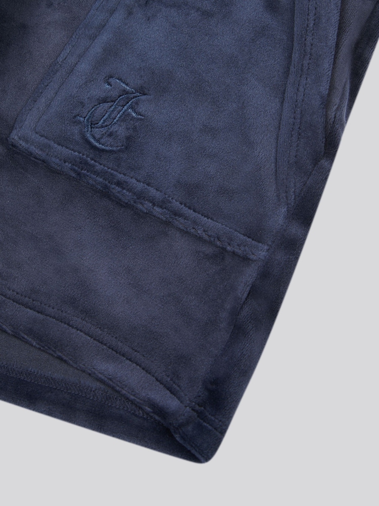 Juicy Couture Blue Girls Tonal Embroidered Velour Shorts - Image 3 of 3