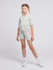 Juicy Couture Grey Girls Diamante Zip Thru Short-Sleeve Hoodie - Image 2 of 5