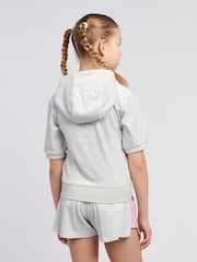 Juicy Couture Grey Girls Diamante Zip Thru Short-Sleeve Hoodie - Image 3 of 5