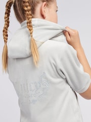 Juicy Couture Grey Girls Diamante Zip Thru Short-Sleeve Hoodie - Image 5 of 5