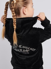 Juicy Couture Black Girls Arch Zip-Thru Diamante Hoodie - Image 5 of 9