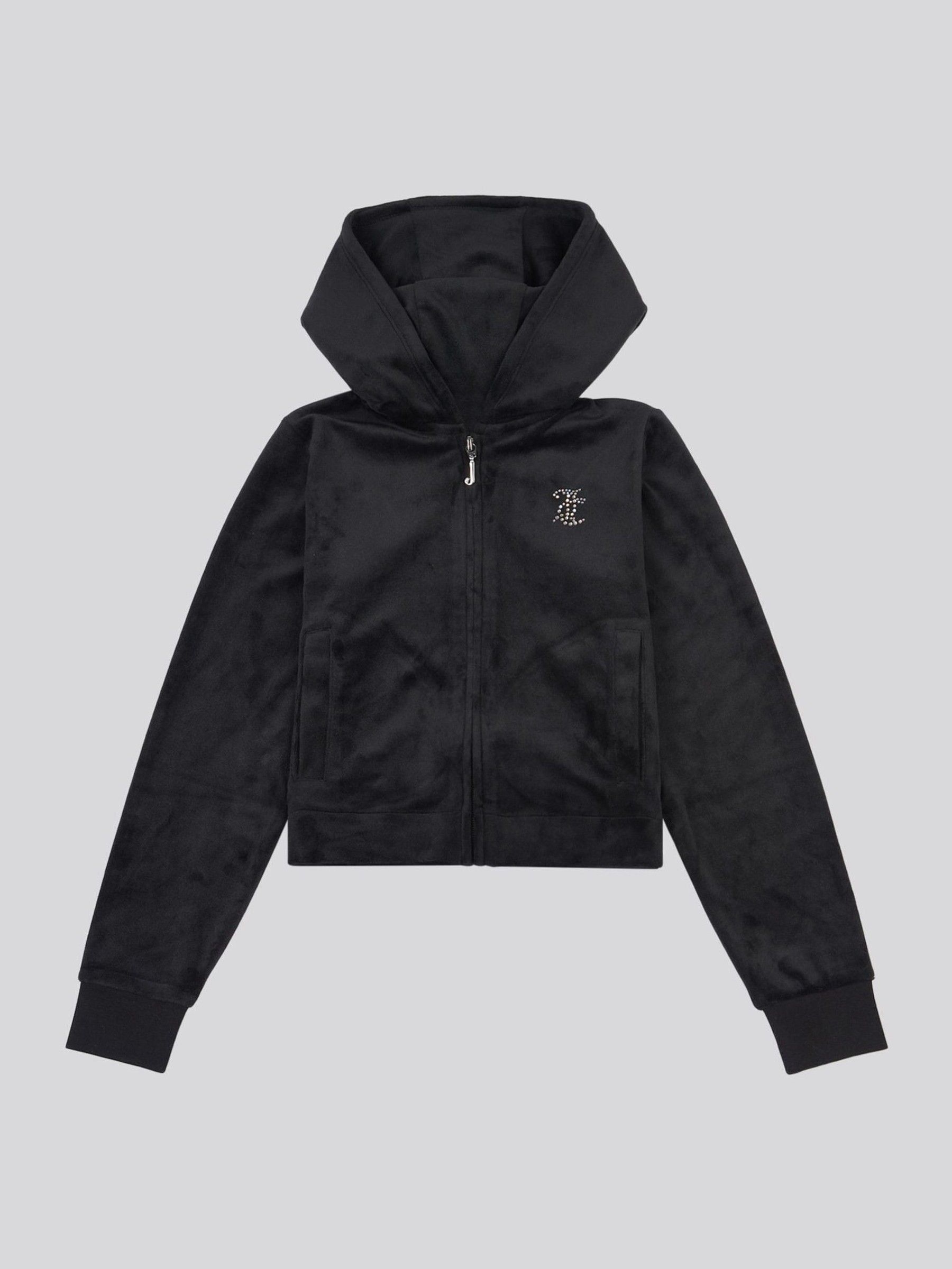Buy Juicy Couture Black Arch Zip Thru Diamante Hoodie from Next USA