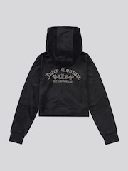 Juicy Couture Black Girls Arch Zip-Thru Diamante Hoodie - Image 7 of 9
