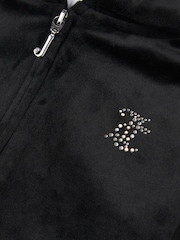 Juicy Couture Black Girls Arch Zip-Thru Diamante Hoodie - Image 8 of 9