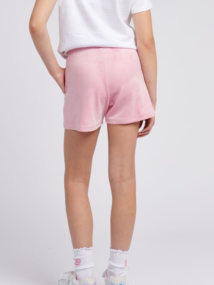 Juicy Couture Pink Girls Tonal Embroidered Velour Shorts - Image 2 of 7