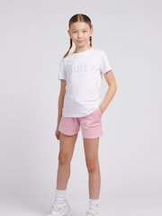 Juicy Couture Pink Girls Tonal Embroidered Velour Shorts - Image 3 of 7